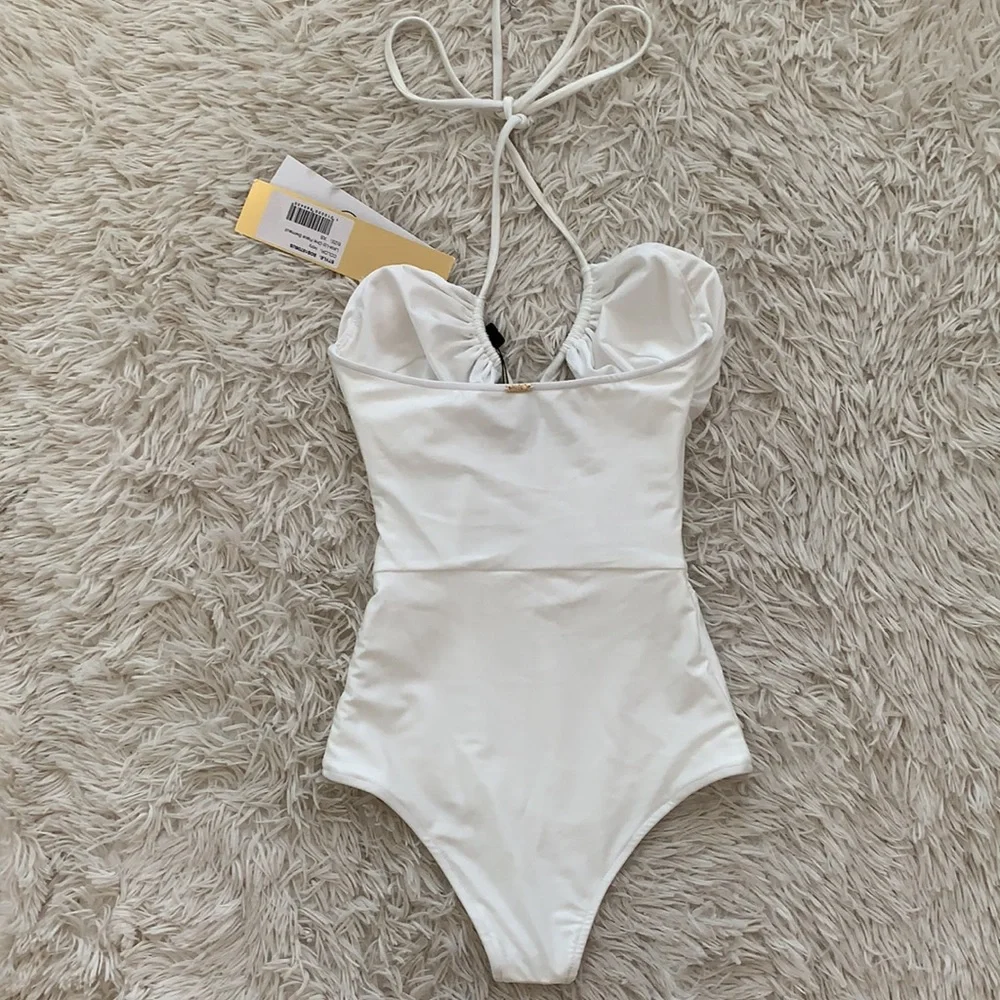 PatBO Cream Halter One Piece Swimsuit - Picture 7 of 7